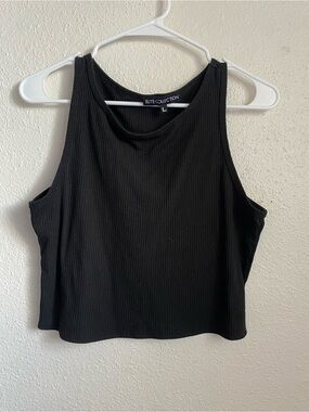 Elite Collection Black Ribbed Cropped Tank